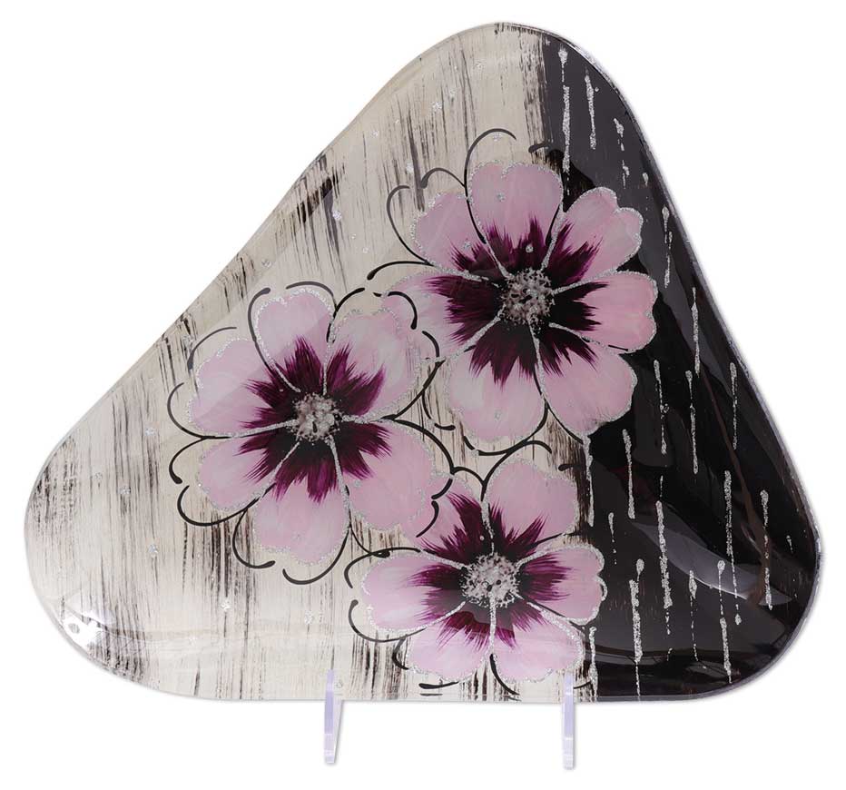 Glasplatte "Blume" Dreieck   30cm Lieferung 1 Stück