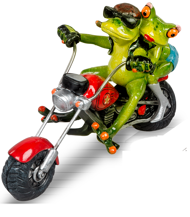 Frosch Biker auf rotem Motorrad